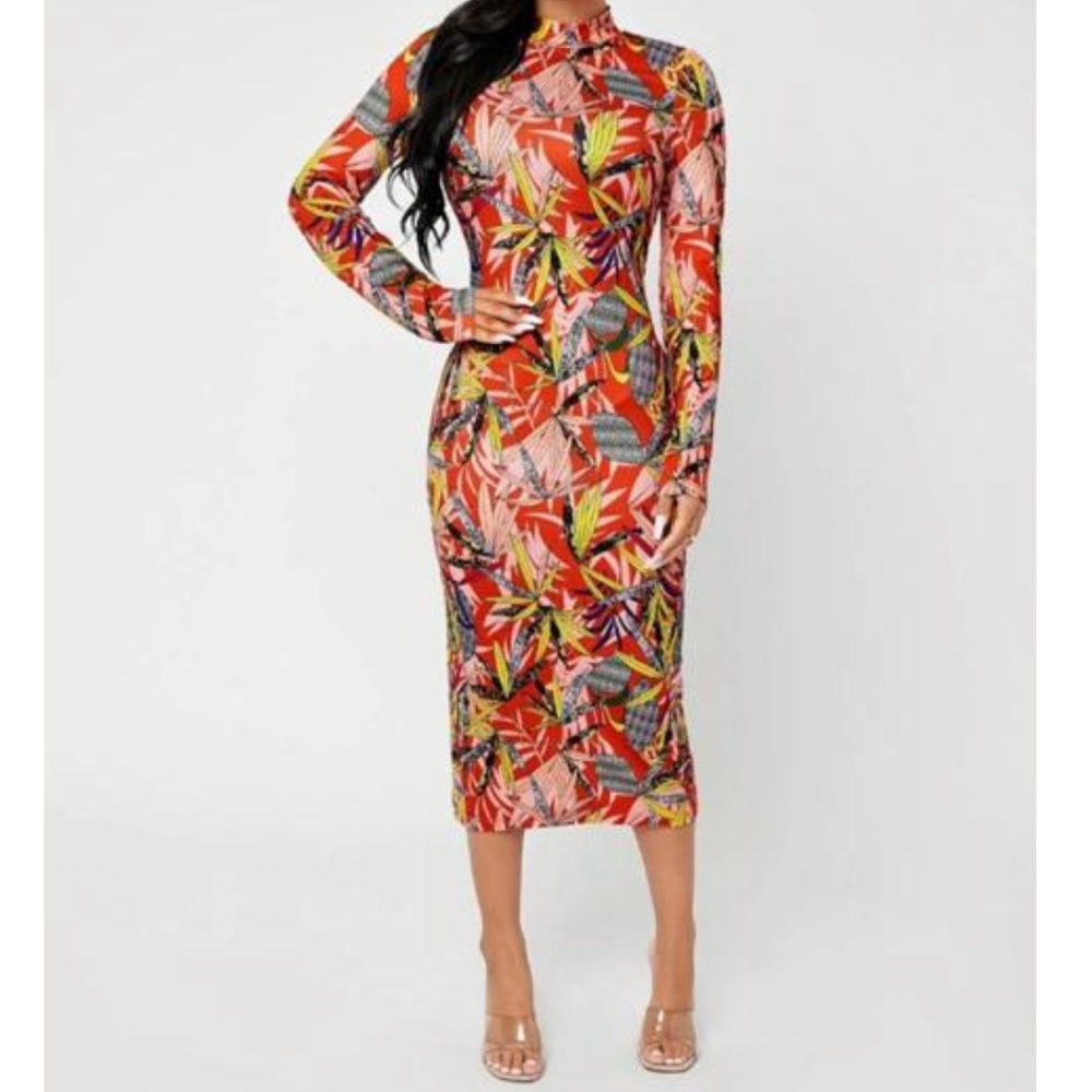 Multicolored Bodycon Dress - Picture 9 of 14